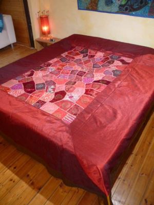Tagesdecke 'Patchwork - Rajasthan' weinrot