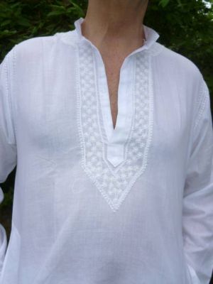 Kurta Baumwolle 'Chikan' weiß - S bis XXXXL