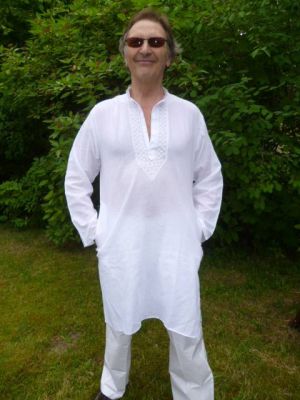 Kurta Baumwolle 'Chikan' weiß - S bis XXXXL