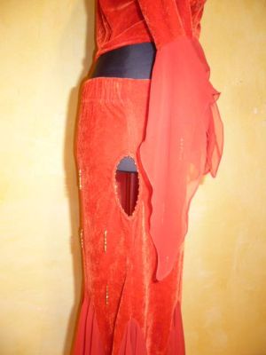 Tanzkostüm 2-teilig Samt rot - L