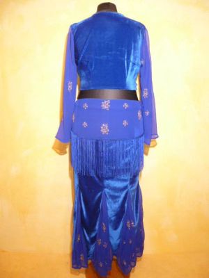 Tanzkostüm 3-teilig Samt blau - L