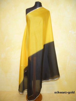 01 - Bauchtanzschleier halbrund mit Borte - zweifarbig - 20 Farben