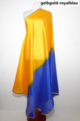 01 - Bauchtanzschleier halbrund mit Borte - zweifarbig - 20 Farben