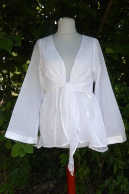 Bluse 'Fancy' aus weissem Baumwollbatist