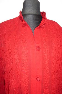 Tunika XXXL rubinrot aus handbesticktem Georgette