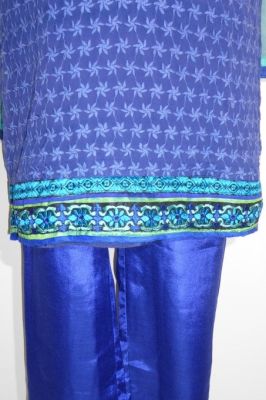 Salwar Kameez Viskose blau-grün Stoffset / Anfertigung