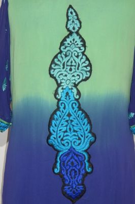 Salwar Kameez Viskose blau-grün Stoffset / Anfertigung