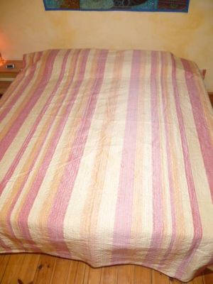 Tagesdecke 'Kantha' Rayon rosé-apricot-vanille - L