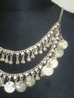 Collier Münzen und Glöckchen doppelreihig