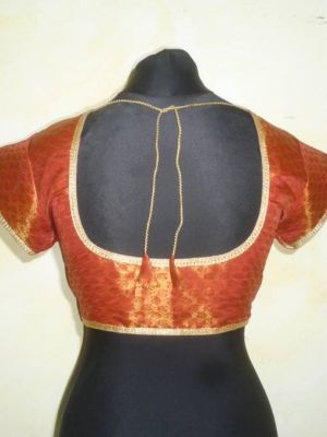 Saribluse 'Choli' kupferrot mit Goldborten