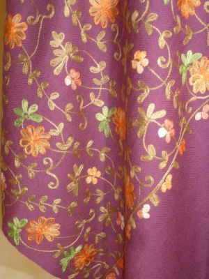 Wollschal all-over-bestickt mauve