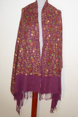 Wollschal all-over-bestickt mauve