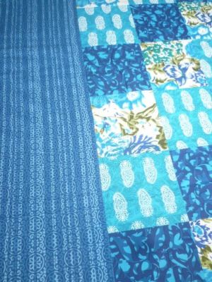 Tagesdecke 'Patchwork' türkis-blau-weiss
