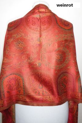 Elegante Seidenstola 'Jamawar' - M - 3 Farben