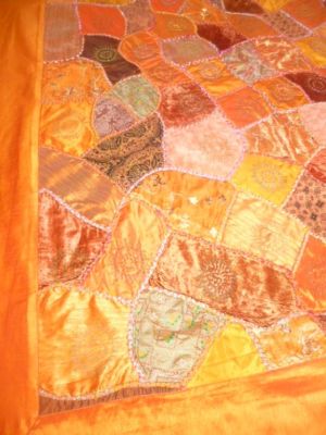 Tagesdecke 'Patchwork' dunkelorange