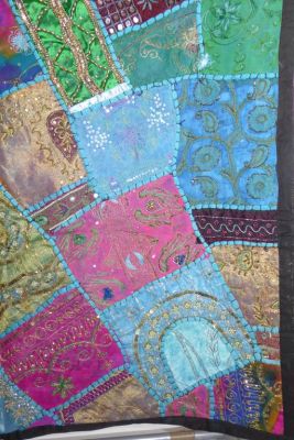 Wandbehang 'Patchwork' grün-violett-blau
