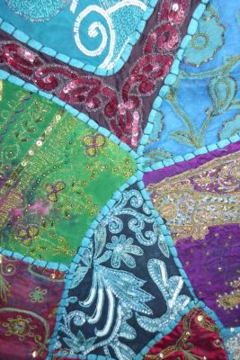 Wandbehang 'Patchwork' grün-violett-blau