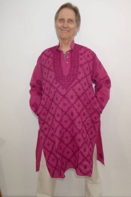 Kurta-Pajama 'Chikan' Baumwolle 2-teilig magenta