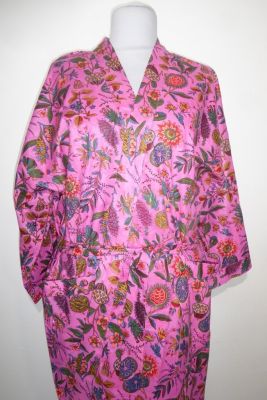 Morgenmantel aus Baumwolle pink