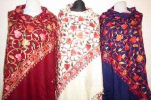 Bestickte indische Schals mit Wollanteil - 3 Farben