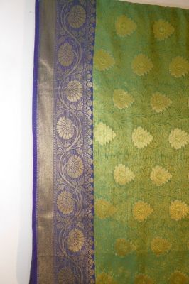 Heavy Organza Brokatsari grün-blau-gold