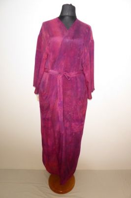 Morgenmantel Crepe-Seide Batik magenta-violett  L - XXL