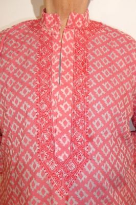 Kurta-Pajama Set 2-teilig hellrot - weiß II