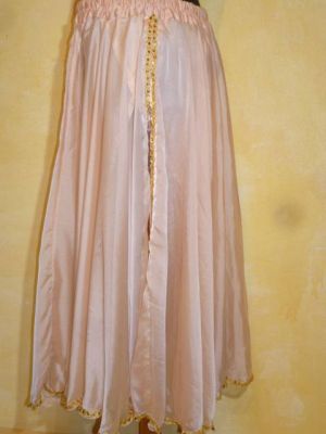 Tellerrock Chiffon beige mit Goldborte