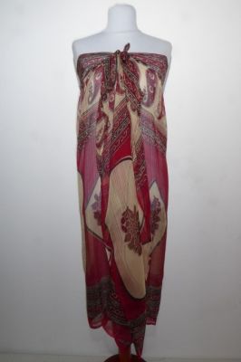 Stola Viskose weinrot-beige mit Paisley-Print