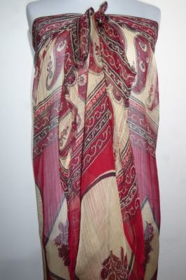 Stola Viskose weinrot-beige mit Paisley-Print