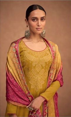 Elegantes Salwar Kameez - Stoffset / Anfertigung gold