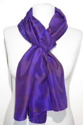Schal Crepeseide handgebatikt violett-braun