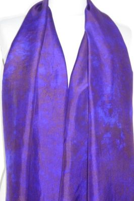 Schal Crepeseide handgebatikt violett-braun
