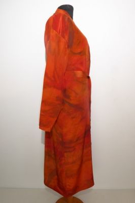 Morgenmantel Kreppseide Batik terra-orange III