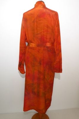 Morgenmantel Kreppseide Batik terra-orange III