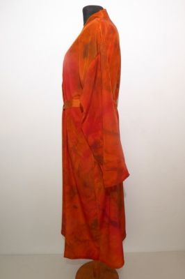Morgenmantel Kreppseide Batik terra-orange III