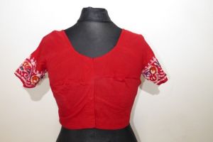 Saribluse Baumwolle rot mit Batik-Design