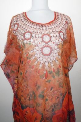 Lagerräumung - Kaftan-Tunika Georgette rotorange