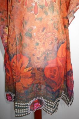 Lagerräumung - Kaftan-Tunika Georgette rotorange