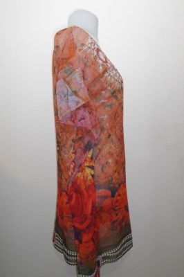 Lagerräumung - Kaftan-Tunika Georgette rotorange