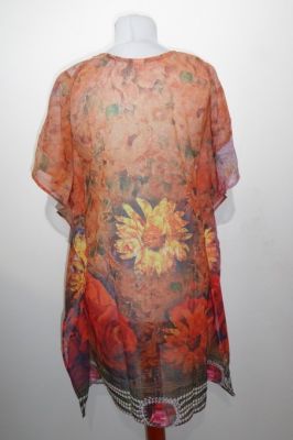 Lagerräumung - Kaftan-Tunika Georgette rotorange