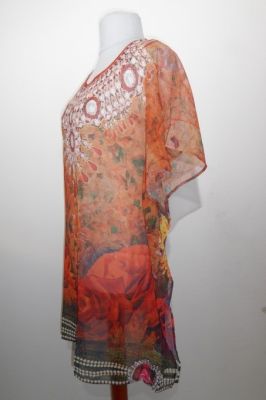 Lagerräumung - Kaftan-Tunika Georgette rotorange