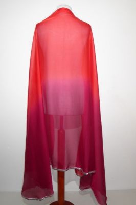 Bauchtanzschleier halbrund mit Borte - rot-weinrot - B-Ware