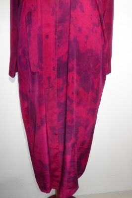 Morgenmantel Kreppseide Batik magenta-dunkelblau S/M-L