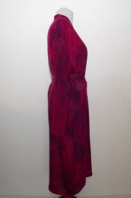 Morgenmantel Kreppseide Batik magenta-dunkelblau S/M-L