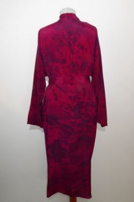 Morgenmantel Kreppseide Batik magenta-dunkelblau S/M-L