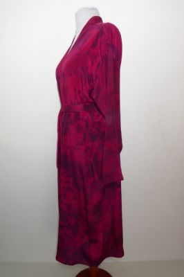 Morgenmantel Kreppseide Batik magenta-dunkelblau S/M-L