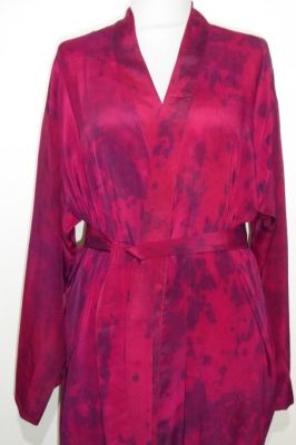 Morgenmantel Kreppseide Batik magenta-dunkelblau S/M-L