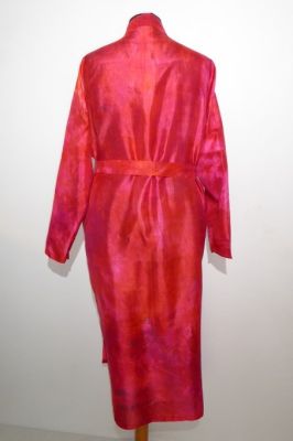 Morgenmantel Seide Batik XL pink