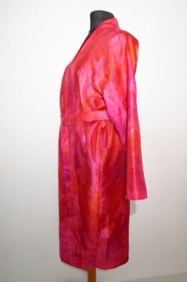 Morgenmantel Seide Batik XL pink